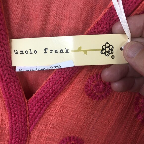 Uncle Frank Dress Womens XS Orange Pink Many Medallions Boho Embroidered NWT - Picture 8 of 16